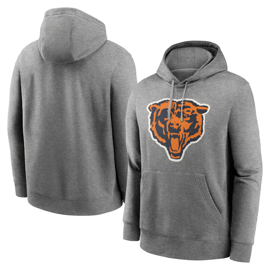 Men's Chicago Bears Heather Gray Primary Logo Long Sleeve Hoodie T-Shirt Men's Chicago Bears Heather Gray Primary Logo Long Sleeve Hoodie T-Shirt